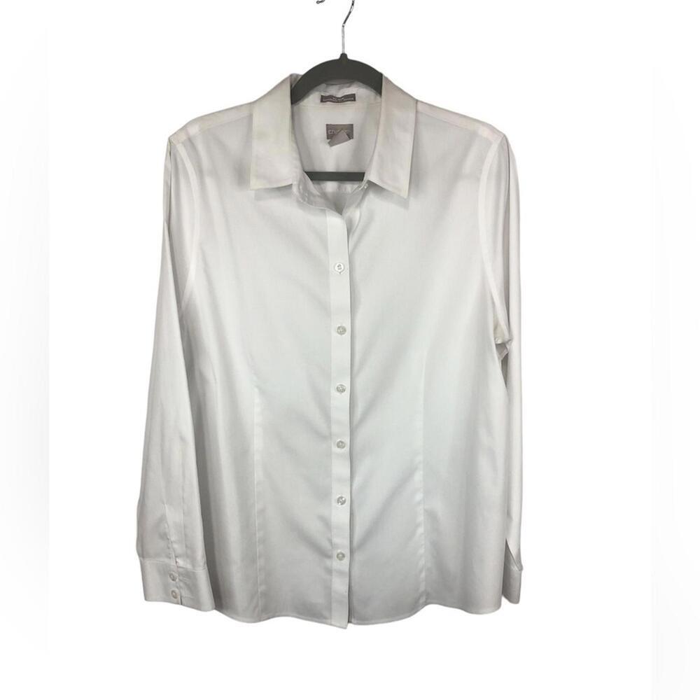 Chico’s Women’s Blouse Classic Button Collar Fitted Long Sleeve Cuffs